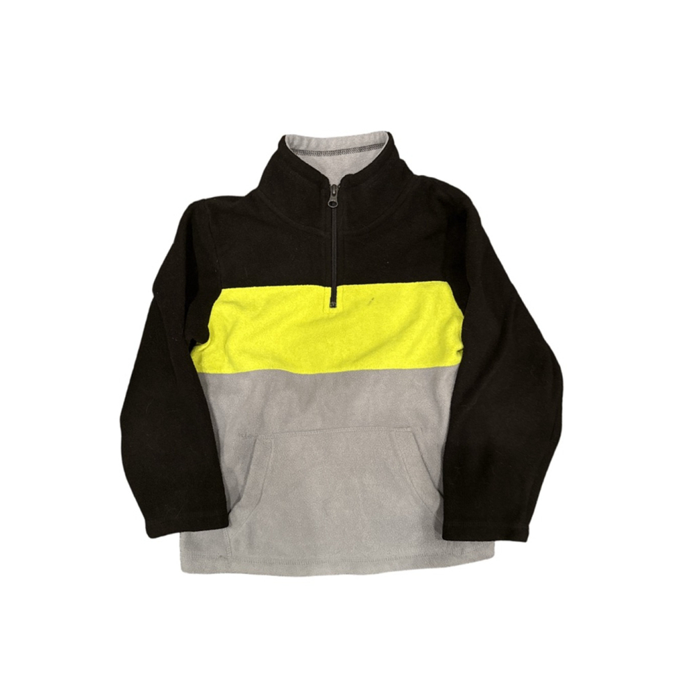 Boys PLACE Sweatshirt S Black Neon Yellow Gray Fleece Pullover